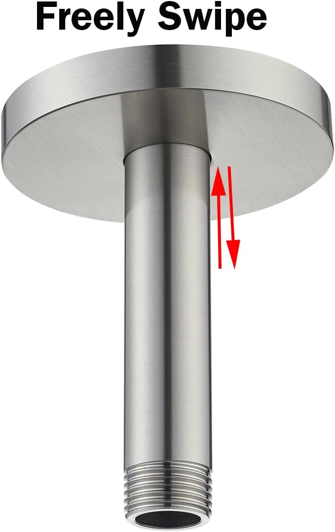 Random Shower Arm with Flange,4 Inches Ceiling Mount Shower Head Extension Arm Straight Arm Ceiling-Mounted For Fixed Shower Head,Brushed Nickel.RD91038-4BN - Image 5
