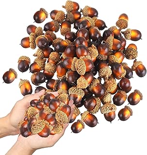 KISEER KISEER 100 Pcs Artificial Acorns Bulk Small Fake Lifelike Simulation Acorn with Natural Cap for Crafts, Wedding, Home  - Image 1