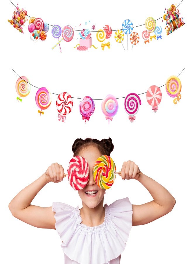 PIBIPAID 2PCS Candyland Banner Candy Party Decorations Sweet Candyland Birthday Party Favors Supplies Decorations Goodie Bag Stuffers Prize - Image 4