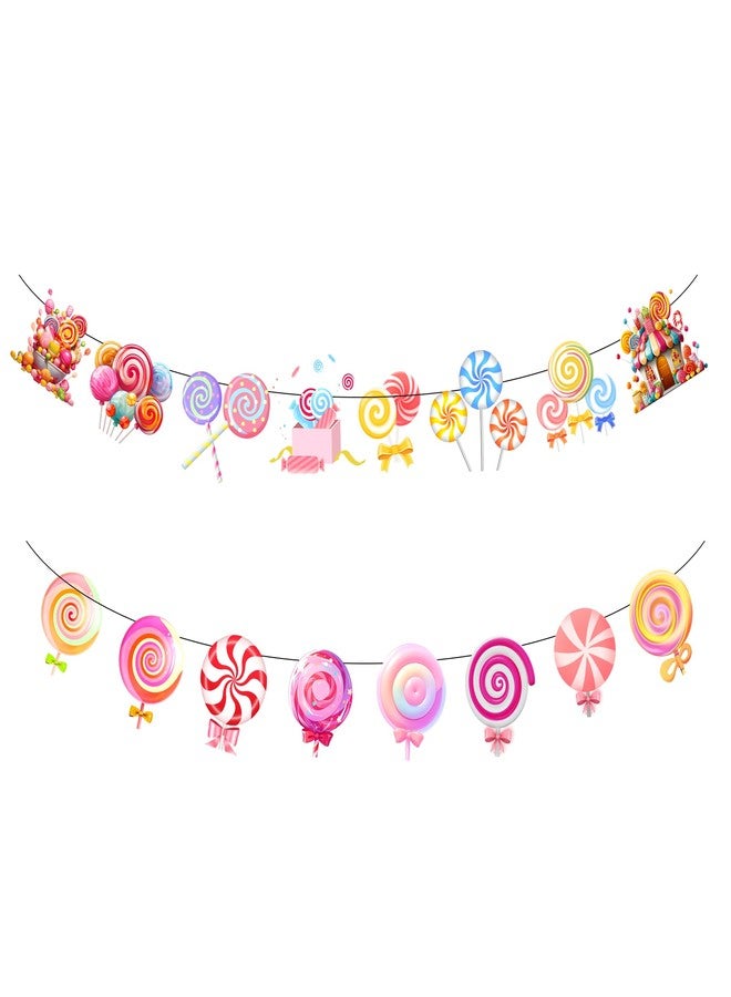 PIBIPAID 2PCS Candyland Banner Candy Party Decorations Sweet Candyland Birthday Party Favors Supplies Decorations Goodie Bag Stuffers Prize - Image 2