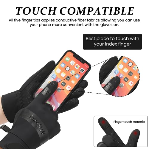 PALAY® Winter Gloves for Men Women, Warm Windproof Coldproof Touchscreen Nylon Riding Gloves, Bike Gloves for Walking Snowboarding Hiking Cycling Outdoor, XL - Image 3