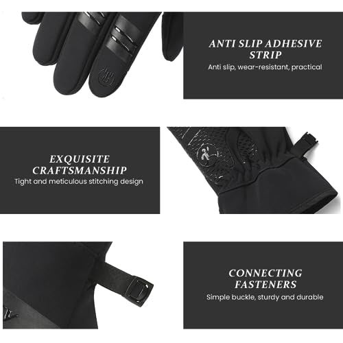 PALAY® Winter Gloves for Men Women, Warm Windproof Coldproof Touchscreen Nylon Riding Gloves, Bike Gloves for Walking Snowboarding Hiking Cycling Outdoor, XL - Image 5