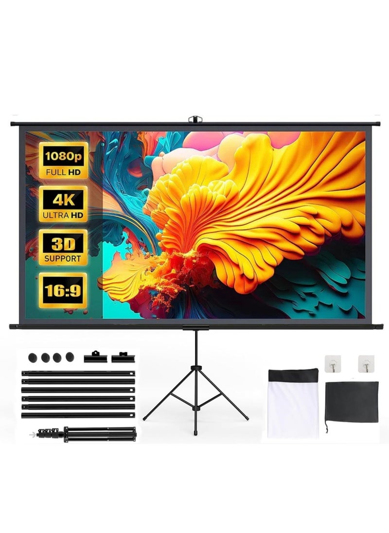 Flash Hawk - Portable Foldable Projection Screen - 2-in-1 84 inch 16:9 Projector Screen With Tripod Stand and Carrying Bag for Indoor Outdoor Home Theater Backyard Cinema Travel - Image 1