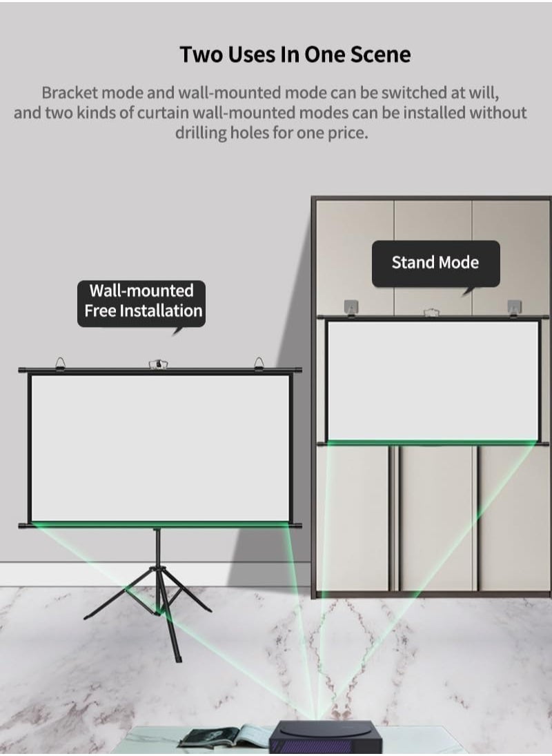 Flash Hawk - Portable Foldable Projection Screen - 2-in-1 84 inch 16:9 Projector Screen With Tripod Stand and Carrying Bag for Indoor Outdoor Home Theater Backyard Cinema Travel - Image 1