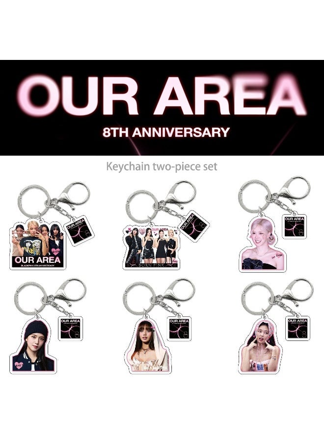 Generic - BlackPink Keychain ROSE/JISOO/Jennie/Lisa Acrylic Pendant Schoolbag Pendant Bag Chain Car Keychain Creative Gift for Unisex - Image 1