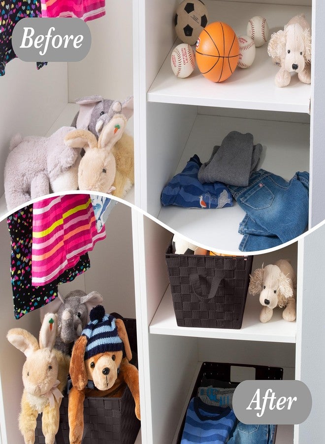 Simplify Large Shelf Woven Strap Tote | Decorative Storage Basket | Built in Handles | Organization | Closet | Bedroom | Bathroom | Nursery | Accessories | Toys | Gifts | 1 Pack | Chocolate - Image 4