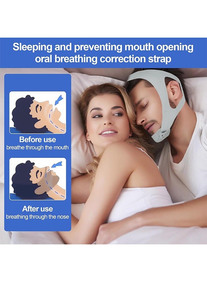 Upgraded Anti Snoring Devices, Anti Snoring Chin Strap, Adjustable Chin Strap, Correction of Open Mouth Respiratory Resistance to Snoring Strap for Men and Women, Chin Straps Sleep Aids