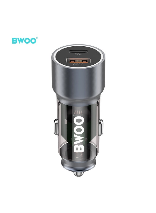 BWOO Car Charger Fast Charging PD43 W Dual Port USB C QCPD BK - Image 2