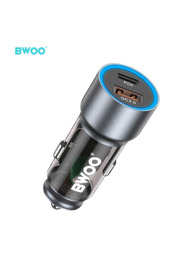 BWOO Car Charger Fast Charging PD43 W Dual Port USB C QCPD BK - Image 1