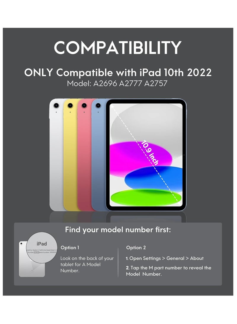 TIGER Keyboard Case for iPad 10th Generation 10.9-inch 2022 – Detachable Bluetooth Keyboard, Stand Folio Cover with Pencil Holder, Rechargeable Keyboard for New iPad 10th Gen (Black) - Image 2