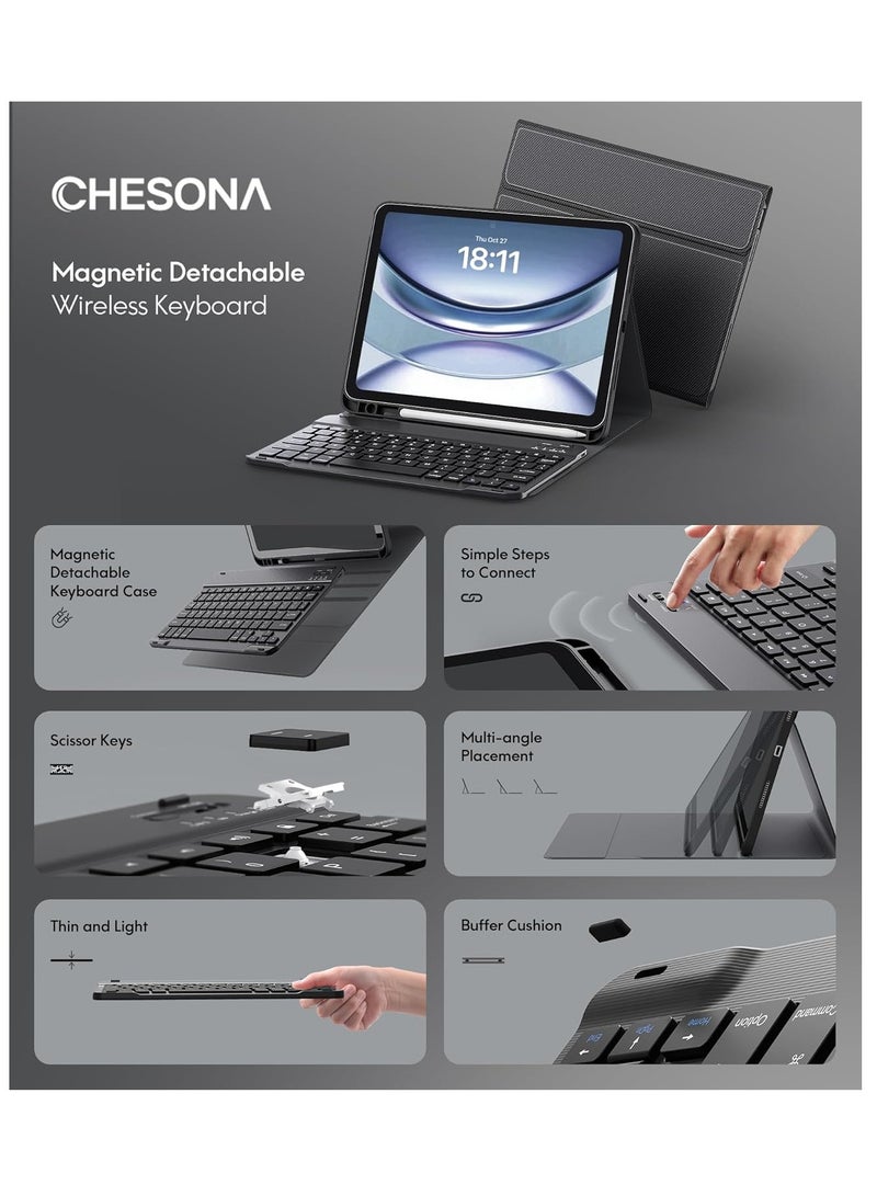 TIGER Keyboard Case for iPad 10th Generation 10.9-inch 2022 – Detachable Bluetooth Keyboard, Stand Folio Cover with Pencil Holder, Rechargeable Keyboard for New iPad 10th Gen (Black) - Image 3