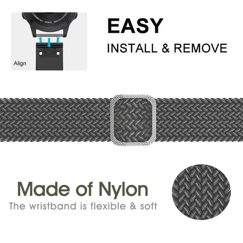 S-TOP For Garmin Fenix 7X Adjustable Nylon Braided Elasticity Watch Band(Rainbow 01) - Image 3
