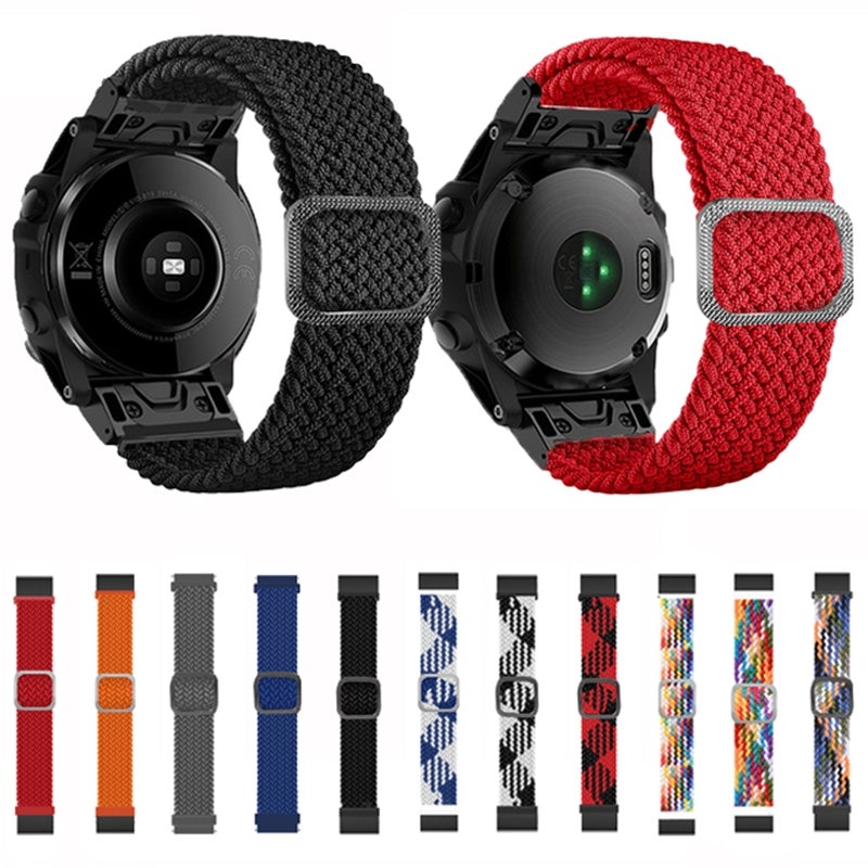 S-TOP For Garmin Fenix 7X Adjustable Nylon Braided Elasticity Watch Band(Rainbow 01) - Image 2