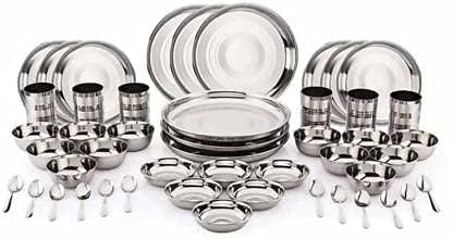 KIARAA D Mark kitchenware Dinner Set Pack of 48 Stainless Steel Dinner Set (Steel) - Image 1