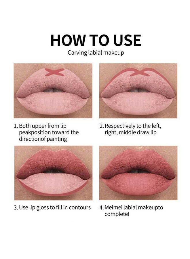 Yabaolian Lip Liner and Matte Lip Glosses Set, Long-Lasting Waterproof Lip Liner and Lipstick Combo, Nude Velvety Lipstick Makeup Kit - Image 4