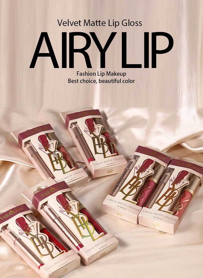 Yabaolian Lip Liner and Matte Lip Glosses Set, Long-Lasting Waterproof Lip Liner and Lipstick Combo, Nude Velvety Lipstick Makeup Kit - Image 5
