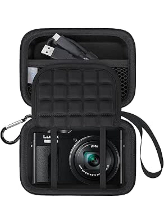 Camera Carrying Case for Panasonic LUMIX TZ99/TZ300/LX15/TZ95/TZ100/TZ90/TZ200 Point and Shoot Digital Camera, Protective Storage Trave Bag, Mesh Pocket fits Batteries, Cable, Black+Black - Image 1