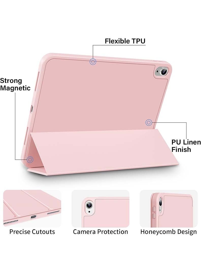 ELTRAZONE Slim Smart Case for iPad Air 11 Inch (M4 2026/ M3 2025/ M2 2024) Lightweight Slim Trifold Cover with Pencil Holder, Soft TPU Back, Auto Wake Sleep, Shockproof Protective Tablet Case - Pink - Image 5