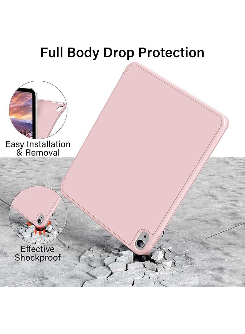 ELTRAZONE Slim Smart Case for iPad Air 11 Inch (M4 2026/ M3 2025/ M2 2024) Lightweight Slim Trifold Cover with Pencil Holder, Soft TPU Back, Auto Wake Sleep, Shockproof Protective Tablet Case - Pink - Image 3