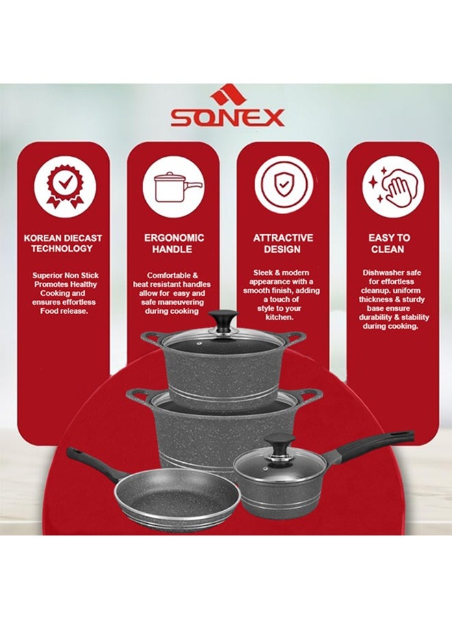 Sonex Diecast Eden Sapphire 7-Piece Gift Set, Korean Technology, Grey Marble Non-Stick Coating, Includes Casserole Pots, Sauce Pot, Frypan, Glass Lids, Easy to Clean,  Long Lasting Performance, Grey - pzsku/Z793DC9E2ED81F9420025Z/45/_/1725525814/992e06b2-e4e6-4791-bdff-210aa0e70a87