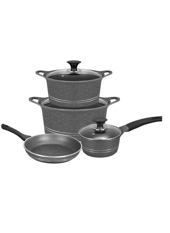 Sonex Diecast Eden Sapphire 7-Piece Gift Set, Korean Technology, Grey Marble Non-Stick Coating, Includes Casserole Pots, Sauce Pot, Frypan, Glass Lids, Easy to Clean,  Long Lasting Performance, Grey - pzsku/Z793DC9E2ED81F9420025Z/45/_/1739789506/6c6e8f7b-fc8e-4ae2-b219-f0d3a59e2d5b