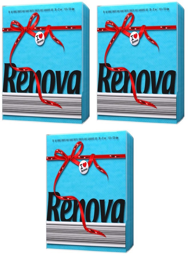Renova Paper Napkins - Blue, Pack of 3, Extra Soft and Absorbent Paper, First Time in India