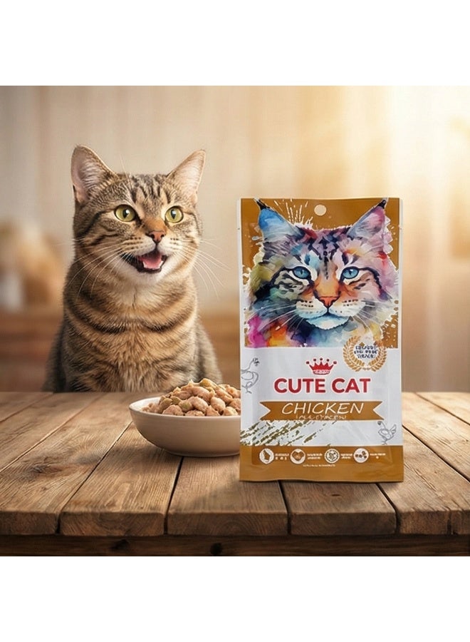 Cute Cat Wet Creamy Treat - Delicious Chicken Puree - Value Pack (4 x 15g) - Image 3