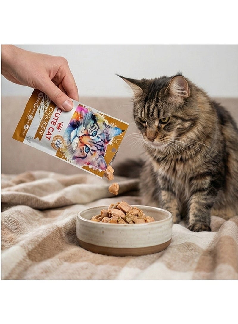 Cute Cat Wet Creamy Treat - Delicious Chicken Puree - Value Pack (4 x 15g) - Image 1