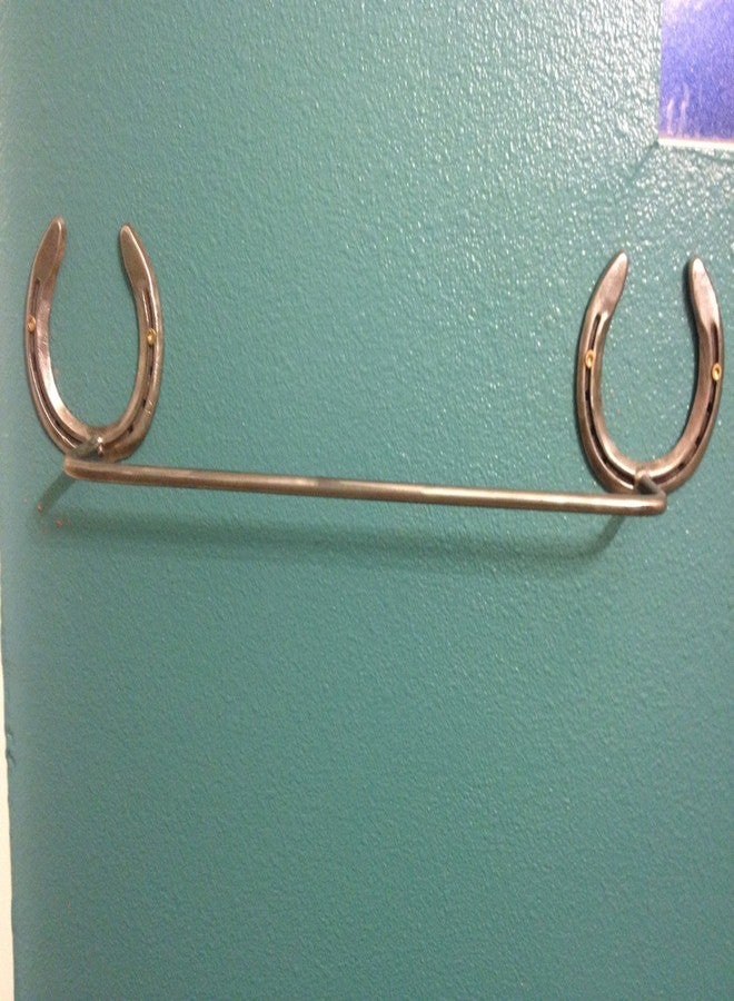 The Heritage Forge Towel Bar Hanger Stainless Steel Horseshoe for Rustic Bathroom - Natural Metal - 20" - Image 5