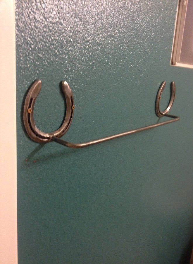 The Heritage Forge Towel Bar Hanger Stainless Steel Horseshoe for Rustic Bathroom - Natural Metal - 20" - Image 3