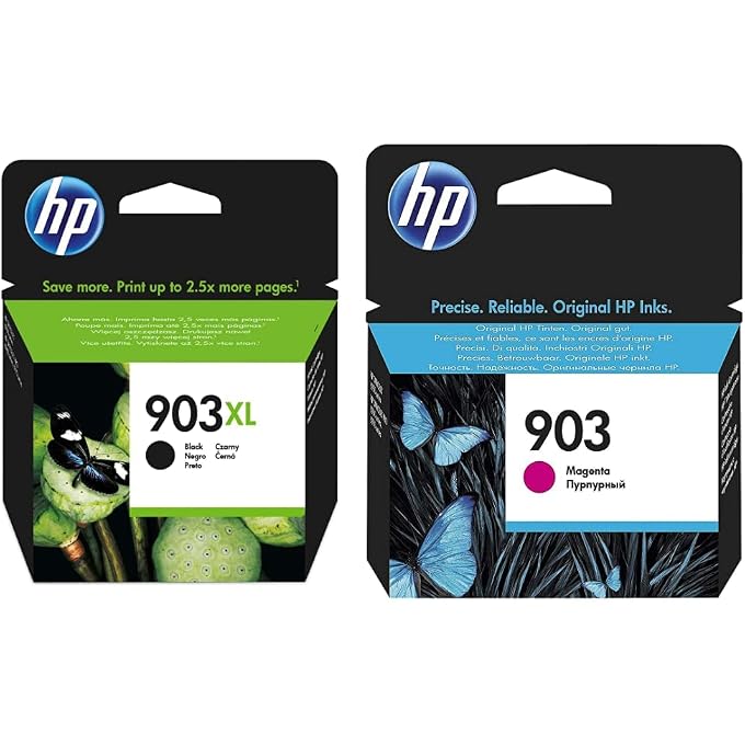 903XL High Yield Black Original Ink Cartridge [T6M15Ae] Works With Officejet Pro Printers & 903 Magenta Original Ink Cartridge [T6L91Ae] Works With Officejet Pro Printers