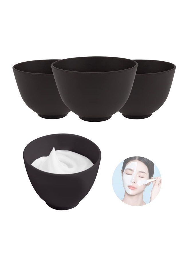 FERCAISH 4Pcs Diy Face Mask Mixing Bowl, Microwavable Silicone Facial Mud Bowl Cosmetic Beauty Tool for Home Salon(Black) - Image 1