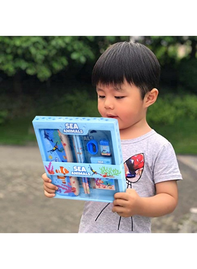 Prime Deals Sea Animal World Stationary Kit for Girls Pencil Pen Book Eraser Sharpener - Stationary Kit Set for Girls/Boys Birthday Gift (Multicolor) - Image 4