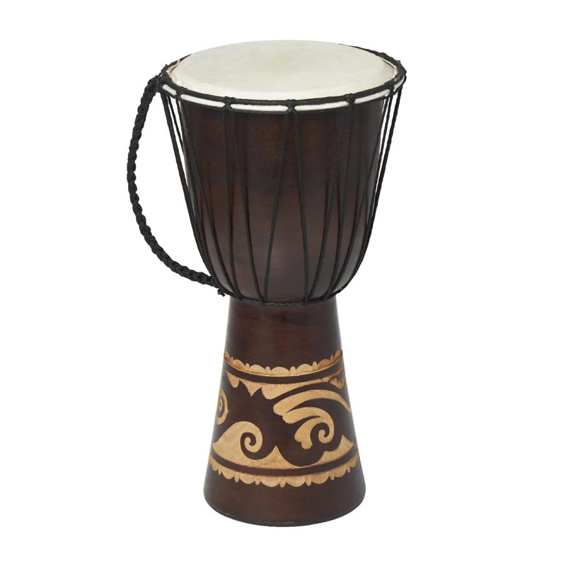 Deco 79 Deco 79 Wood Drum Handmade Decorative Sculpture Djembe Home Decor Statue with Rope Accents Accent Figurine 9 x 10 x 16 Brown