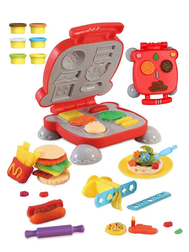 1pc Clay Toy Set, Playdough Toy Set For Kids, Modeling Dough, Amazing Burger Compressor Making Set For Making Food, DIY Creative Craft Set, Stress Relieving Toys, Creative DIY Toys, Decorations, Ornaments, Squeeze Toys, Party Activities, Craft Toys To Enhance Children's Artistic Skills, Perfect Holiday Gift Choice For Boys And Girls