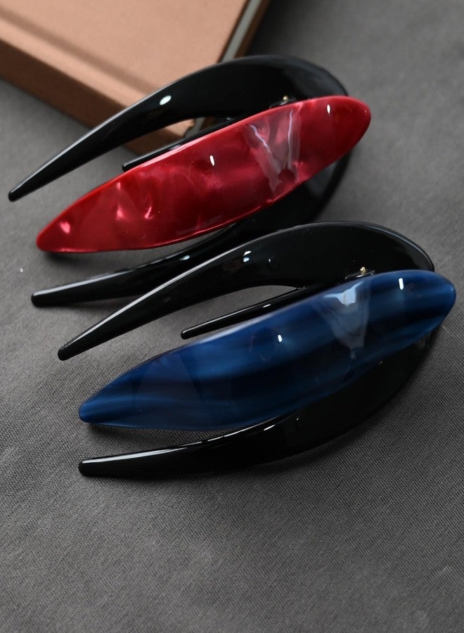 Prettyou Handmade Celluloid French Design Tortoise Shell Barrettes Side-slide Opening Duck Luxury Fashion Accessories Hair Clip Claw for Women (red) - Image 4
