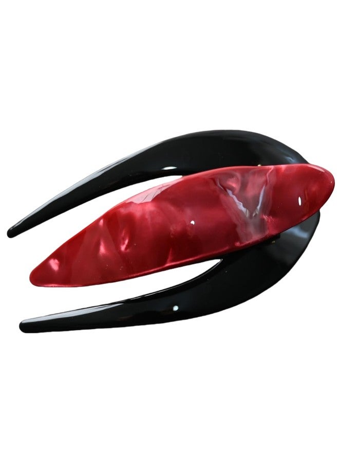 Prettyou Handmade Celluloid French Design Tortoise Shell Barrettes Side-slide Opening Duck Luxury Fashion Accessories Hair Clip Claw for Women (red) - Image 1