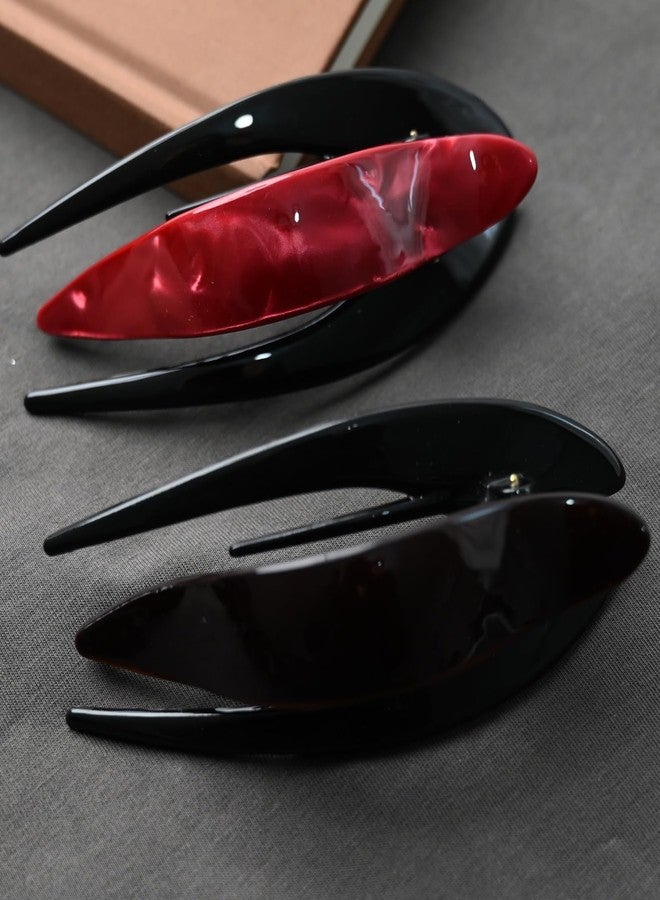 Prettyou Handmade Celluloid French Design Tortoise Shell Barrettes Side-slide Opening Duck Luxury Fashion Accessories Hair Clip Claw for Women (red) - Image 5