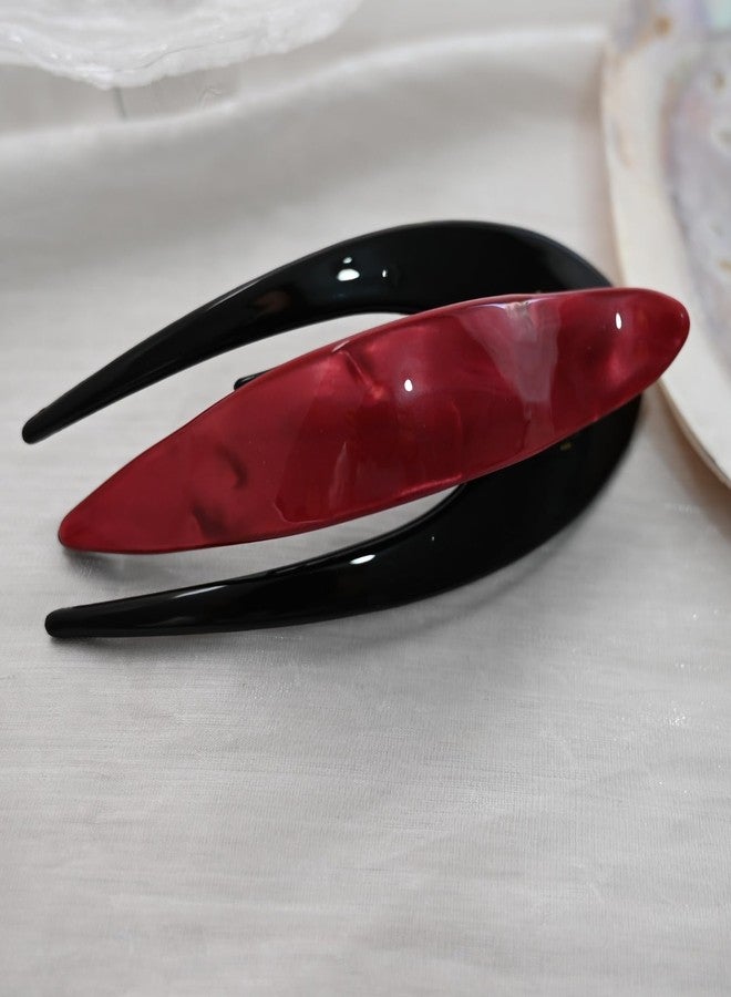 Prettyou Handmade Celluloid French Design Tortoise Shell Barrettes Side-slide Opening Duck Luxury Fashion Accessories Hair Clip Claw for Women (red) - Image 3