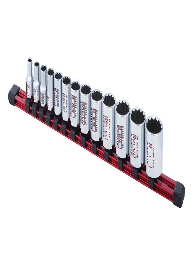 Sunex Tools 13 قطعة من قضبان مقابس كروم مقاس 3/8 بوصة، 12 نقطة، معيار SAE - Image 2