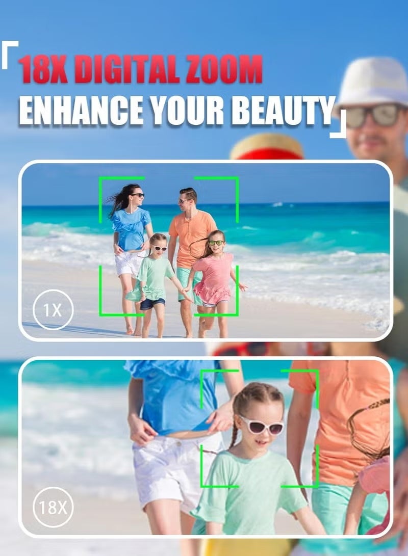 ZONBON Digital Camera, 4K Cameras Digital with 64GB SD Card, 64MP Digital Cameras for Photography, Vlogging Camera for Video Cameras Compact Cameras with 18X Zoom, Travel Camaras with 3" 180° Flip Screen, 2 Batteries - Image 3