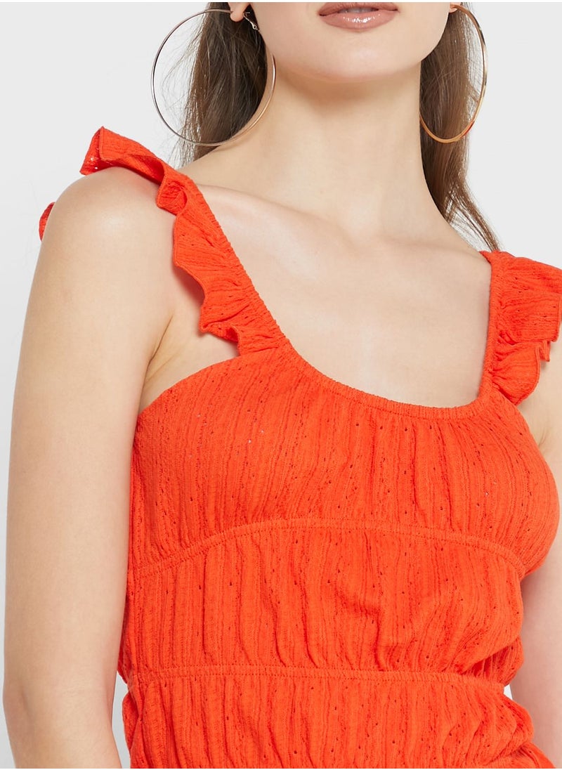 TOPSHOP Ruffle Detail Shirred Crop Top  - Image 3