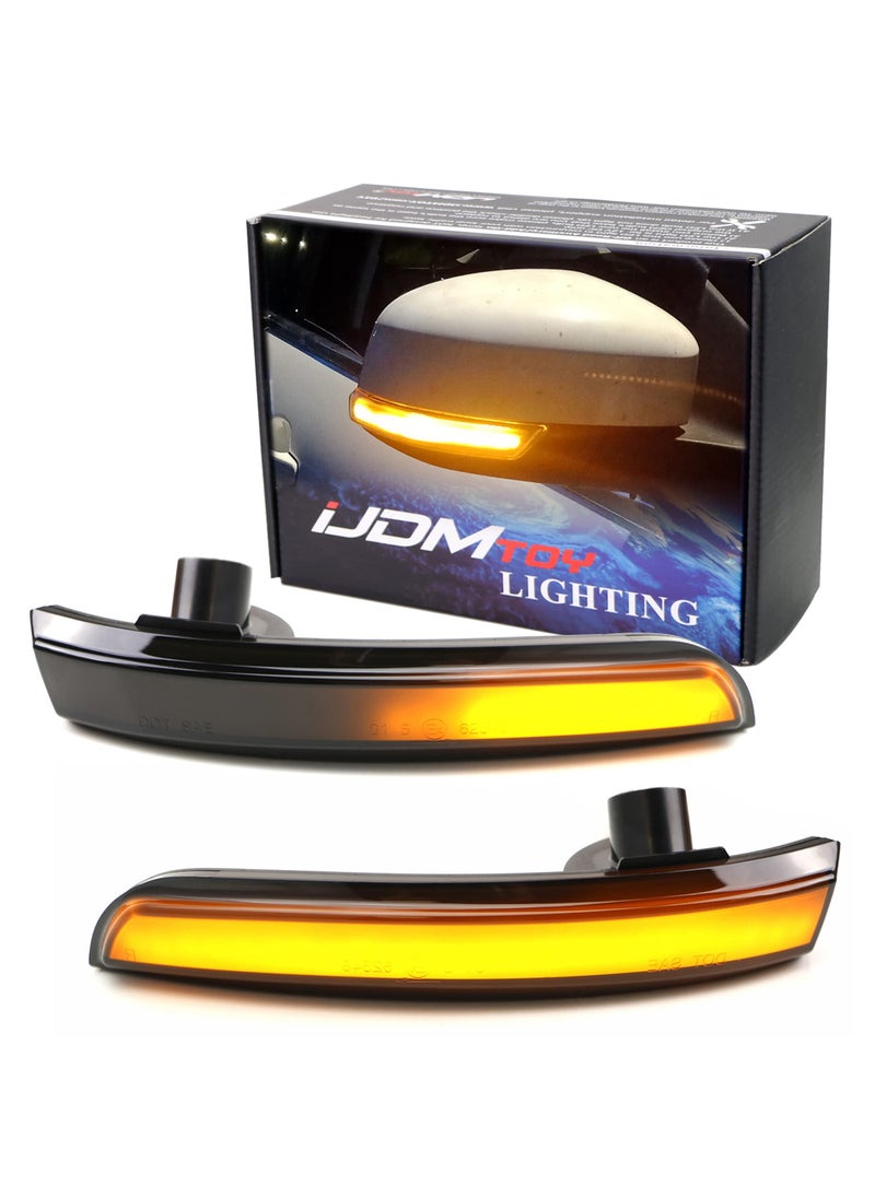 iJDMTOY iJDMTOY Smoked Lens Dynamic Sequential Blink LED Side Mirror Turn Signal Light Strip Assembly Compatible With Ford 2012-2018 Focus, 2013-2019 Escape, 2015-2018 C-Max  - Image 1