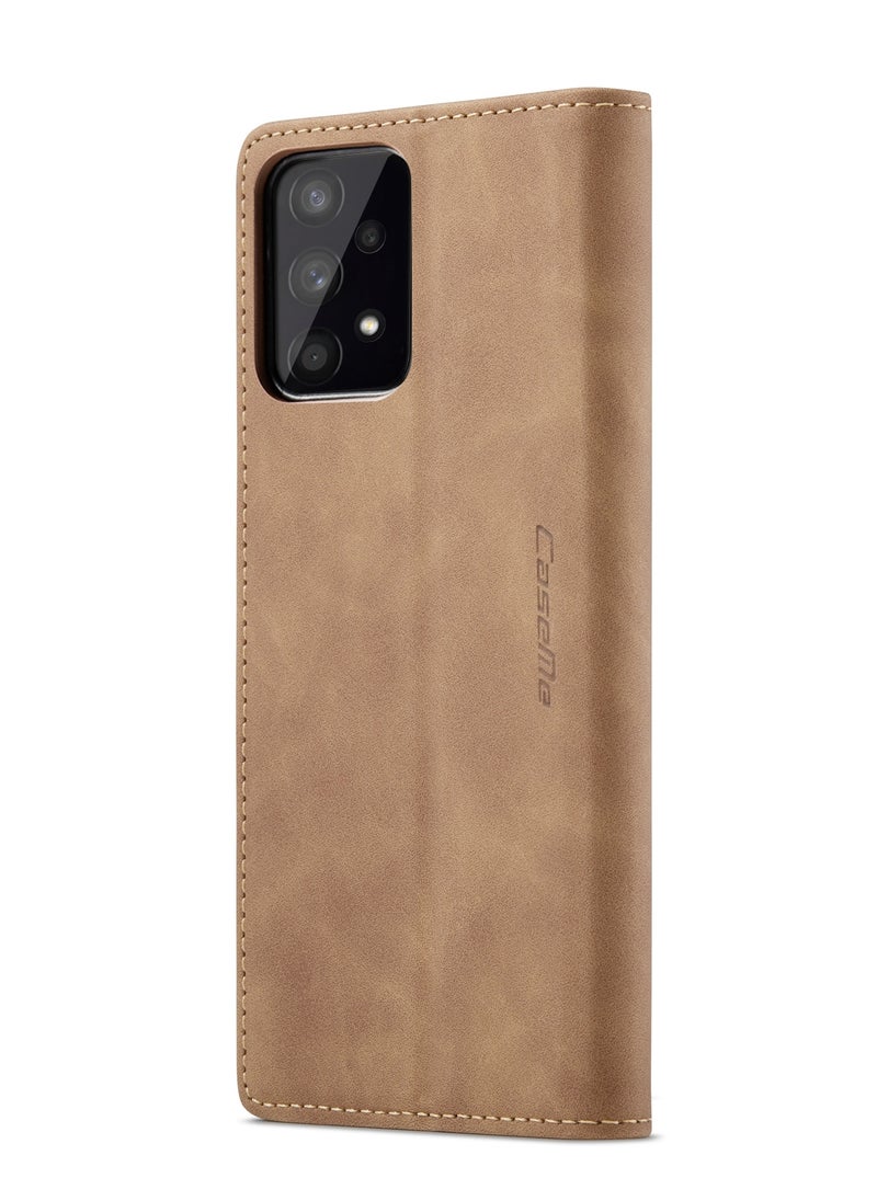 CaseMe - CaseMe Samsung Galaxy A53 5G Case Wallet Case Book Folding Flip Folio Case with Magnetic Kickstand Card Slots Protective Cover - Brown - Image 1