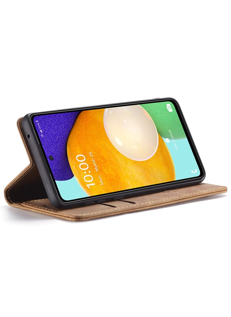 CaseMe - CaseMe Samsung Galaxy A53 5G Case Wallet Case Book Folding Flip Folio Case with Magnetic Kickstand Card Slots Protective Cover - Brown - Image 1