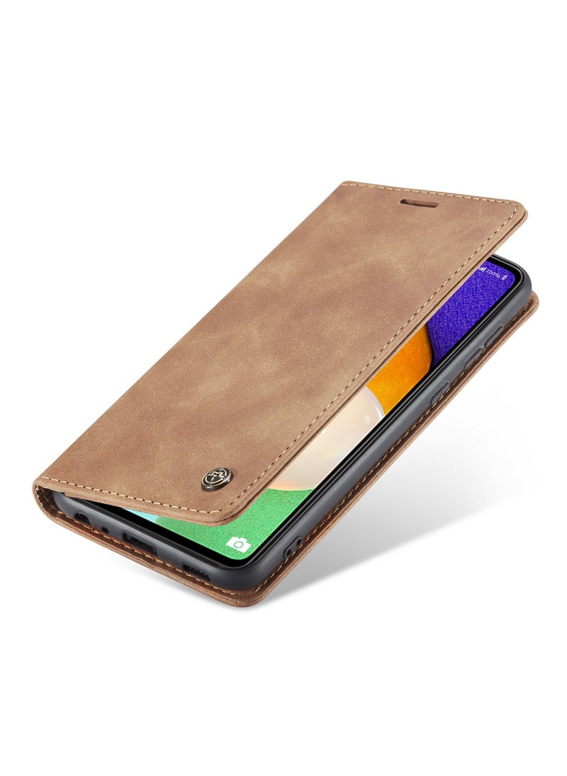 CaseMe - CaseMe Samsung Galaxy A53 5G Case Wallet Case Book Folding Flip Folio Case with Magnetic Kickstand Card Slots Protective Cover - Brown - Image 1