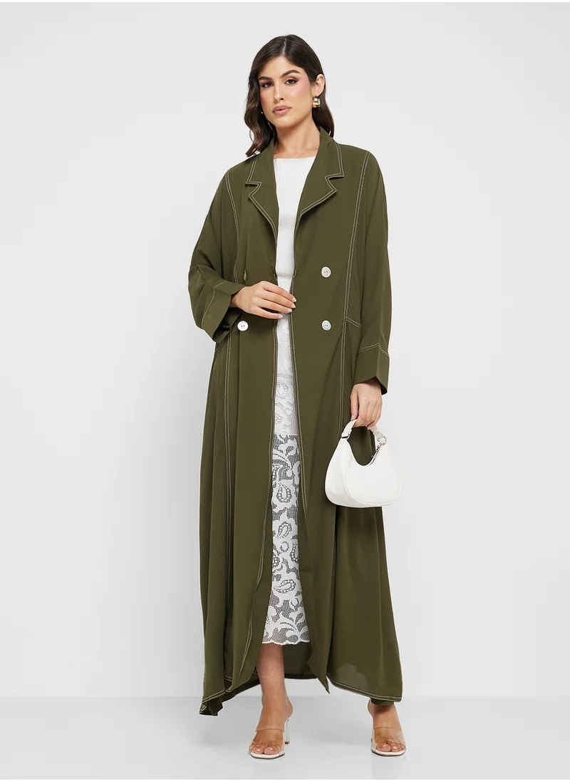 خزانة Trench Coat Abaya With Button Details