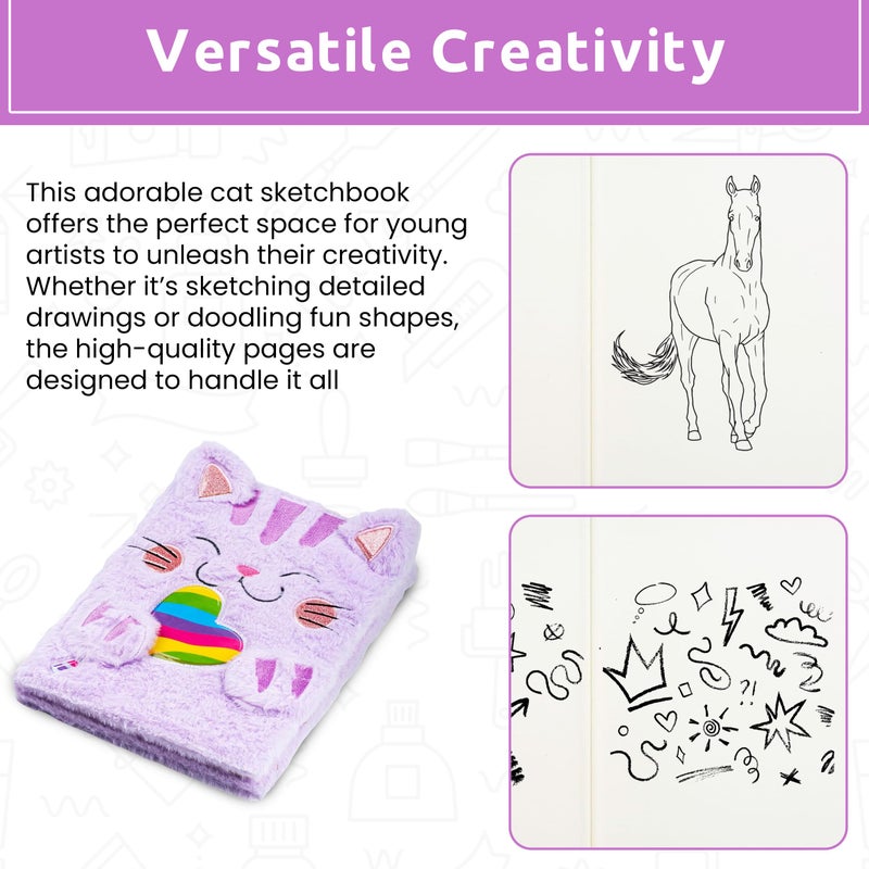 VOTUM Sketch Book: Personalized Artist Sketchbook: Sketching, Drawing and Creative Doodling. Notebook and Sketchbook to Draw and Journal with Stickers and Pens (Cat) - Image 4