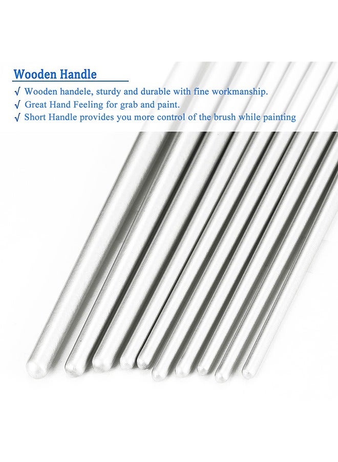 2 Pack 20 Pcs Round Pointed Tip Paintbrushes Nylon Hair Artist Acrylic Paint Brushes for Acrylic Oil Watercolor, Face Nail Art, Miniature Detailing & Rock Painting, White - Image 5