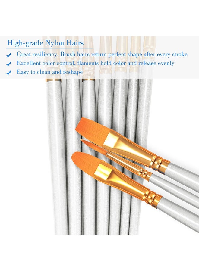 2 Pack 20 Pcs Round Pointed Tip Paintbrushes Nylon Hair Artist Acrylic Paint Brushes for Acrylic Oil Watercolor, Face Nail Art, Miniature Detailing & Rock Painting, White - Image 4